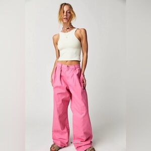 denimist pink blair double pleated pant